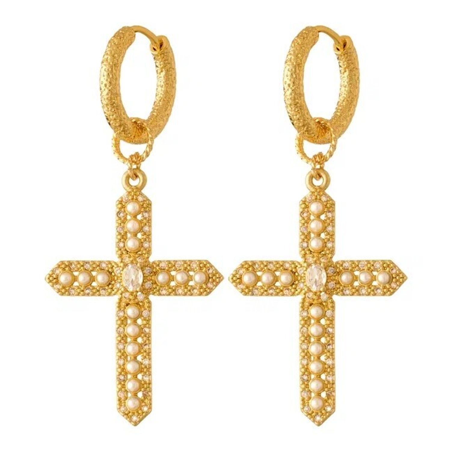 Серьги Серьги Cross Pearl Earrings - White
