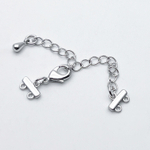 Замок-карабин с разделителями на 2 нити, цвет серебро (родий), размер карабина 10 мм, размер разделителя 7,5*5 мм, цена за 1 шт