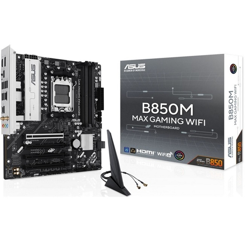Материнская плата ASUS B850M MAX GAMING WIFI (AM5/AMD B850/4xDDR5/4xPCI-Ex16/3xM.2/SB7.1/Wi-Fi/BT/GLAN/DP/HDMI/mATX)