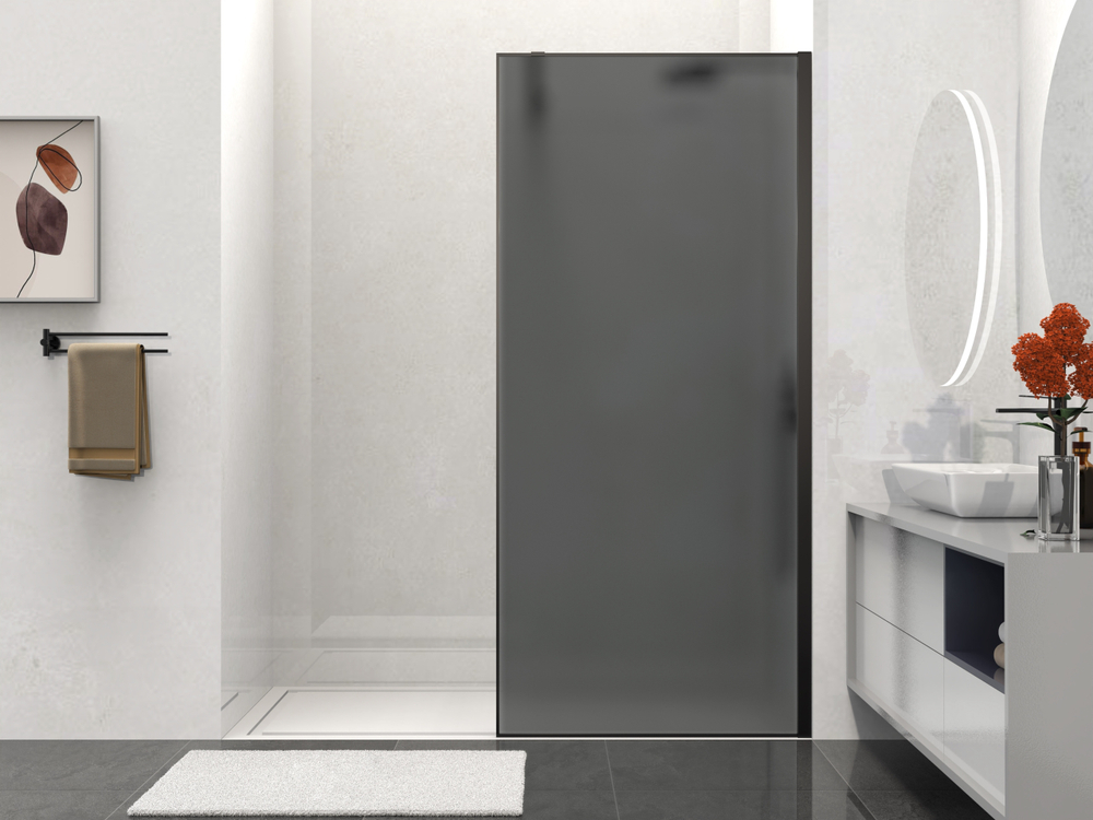 Душевая перегородка Walk-In VSW-1HS100GFB, 1000*2000, черный матовый, стекло матовое тонированное