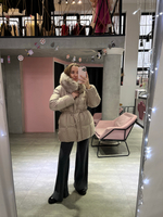 Пуховик Fresh миди с кулиской бежевый