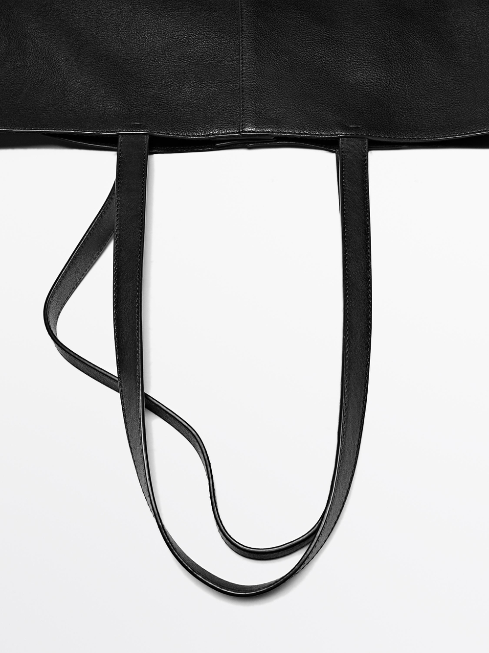 Massimo Dutti Сумка-тоут из кожи наппа, черный