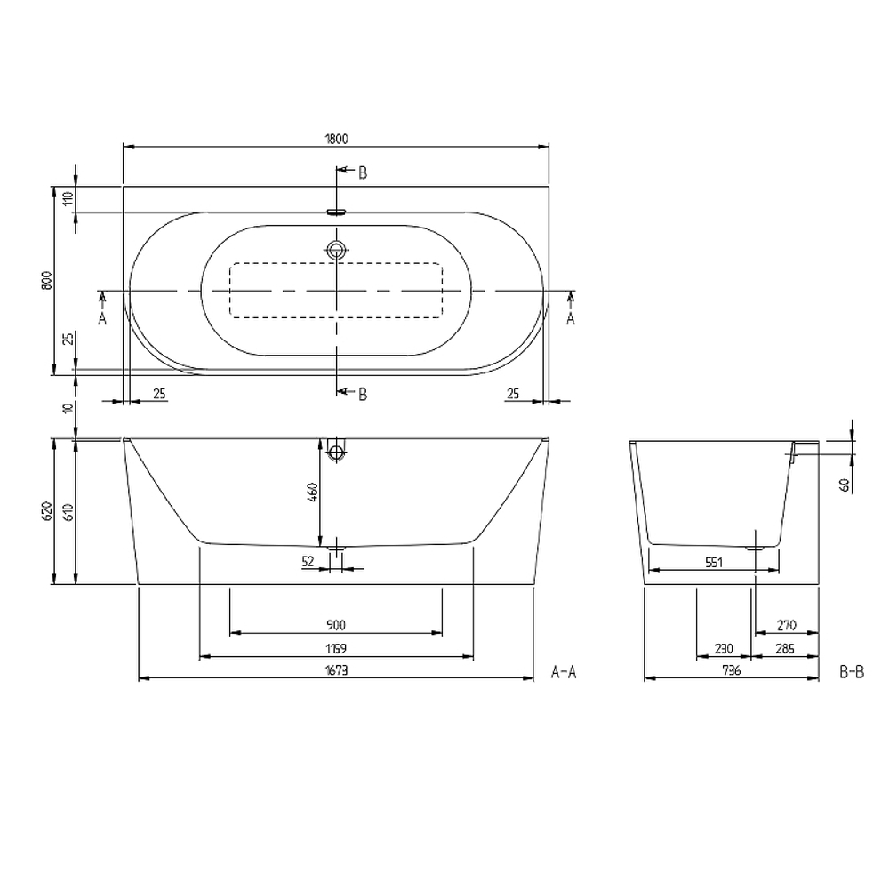 Квариловая ванна Villeroy&Boch Oberon 2.0 180x80 UBQ180OBR9CD00V-01 без гидромассажа