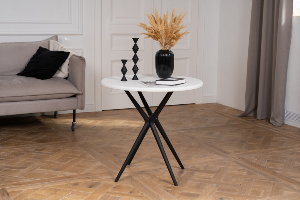 Стол пластиковый Stepp ТЕОРИ круглый (белый с черными ножками)