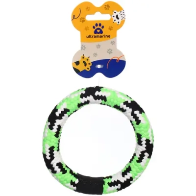 Игрушка-канат кольцо для всех пород собак «Счастливый хвост!», цвет зеленый, d-12.5/52гр