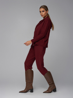 Женский трикотажный костюм-тройка бордовый с молнией
