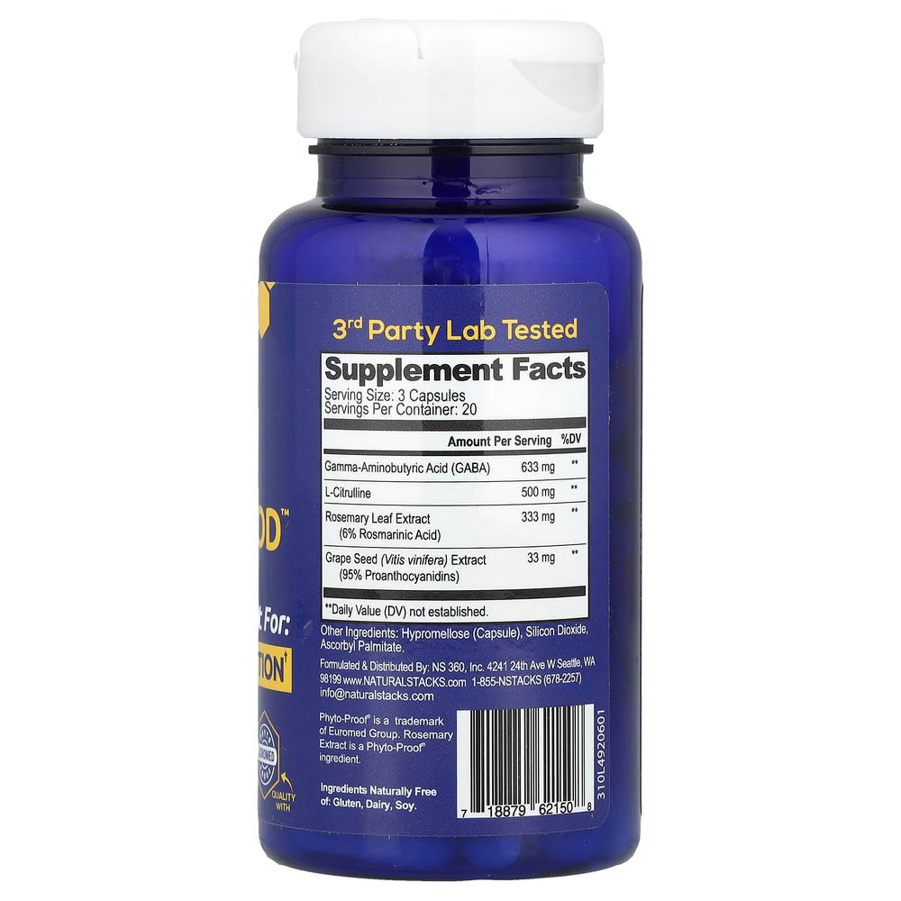 Natural Stacks, Gaba Brain Food ™, 60 веганских капсул