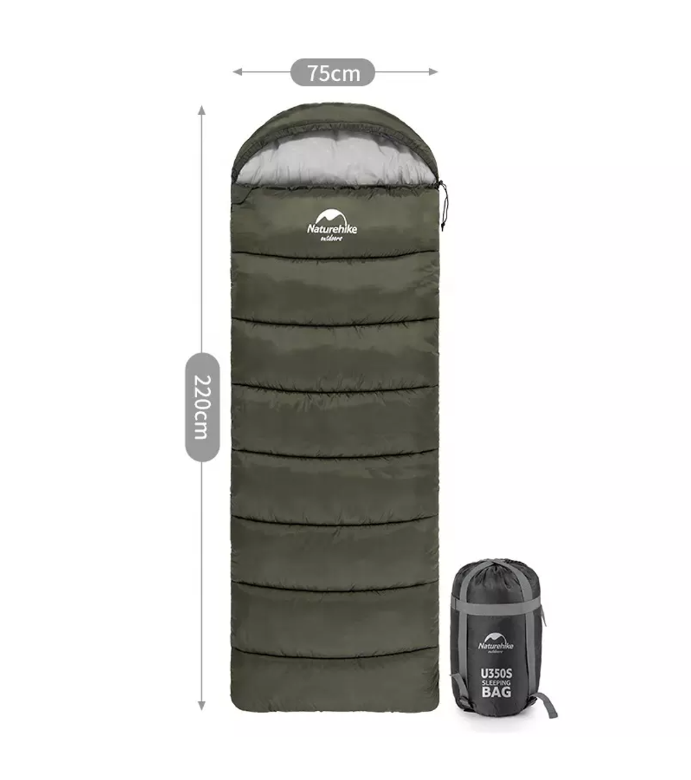 Мешок спальный Naturehike U150, 220х75 см, (ТК: +11C), (левый), темно-зеленый