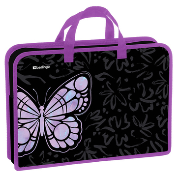 Папка с ручками 1 отделение, А4 Berlingo "Butterfly Effect", 340*245*75мм, пластик, на молнии