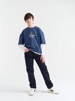 Брюки "Синие" габардин для мальчиков 7+