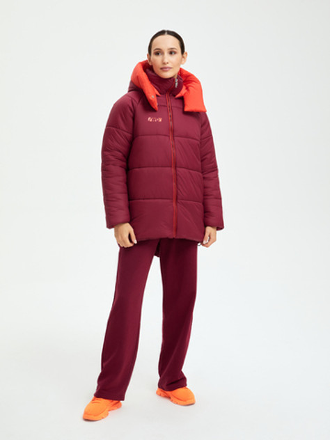 Куртка утепленная женская с капюшоном бордовая