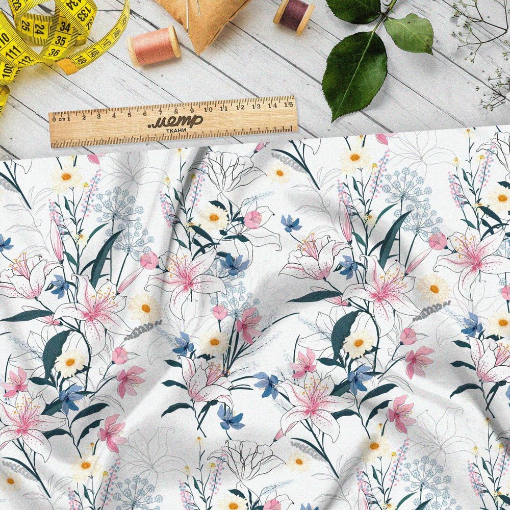 Ткань мембрана лёгкий цветочный букет