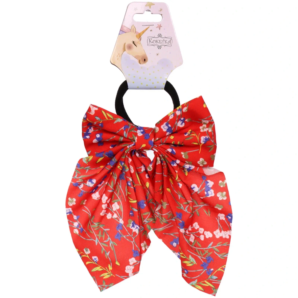 Резинка для волос «ПЕРСЕЯ», милые цветы, микс 6 цветов, d-5см/11*17см (подвес Кокетка Единорог)