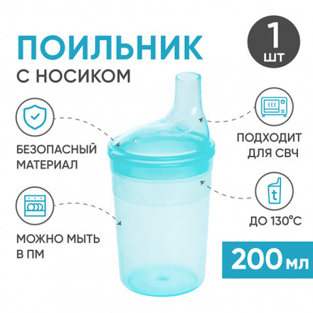 Стакан-поильник для взрослых, с крышкой-носиком, 200 мл