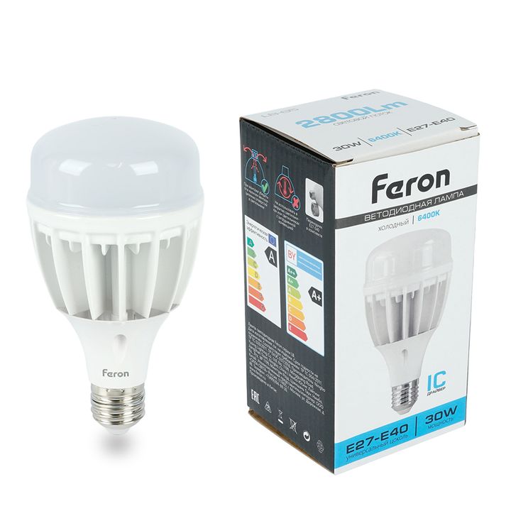 Лампа светодиодная Feron E27-E40 30W 6400K матовая LB-65 25537