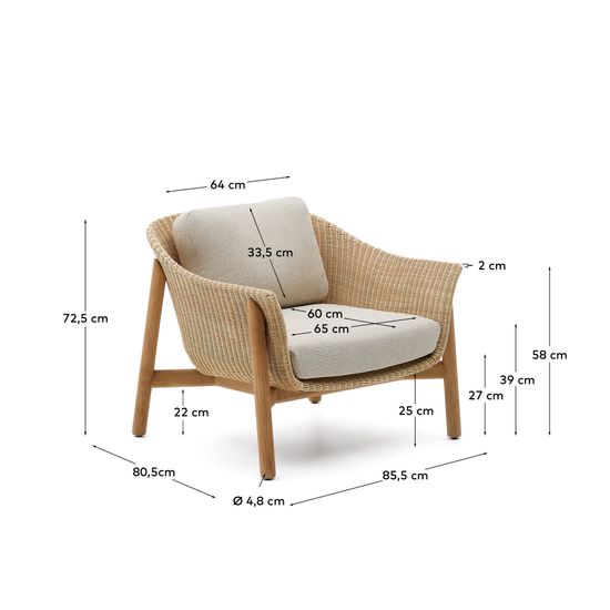 Кресло Galea из тикового дерева и синтетического ротанга La Forma Испания 