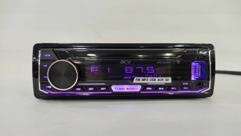 816BM / Автомагнитола ACV MP3/WMA AVS-816BM мультицвет,50Wx4, BLUETOOTH, App,Google, USB, AUX