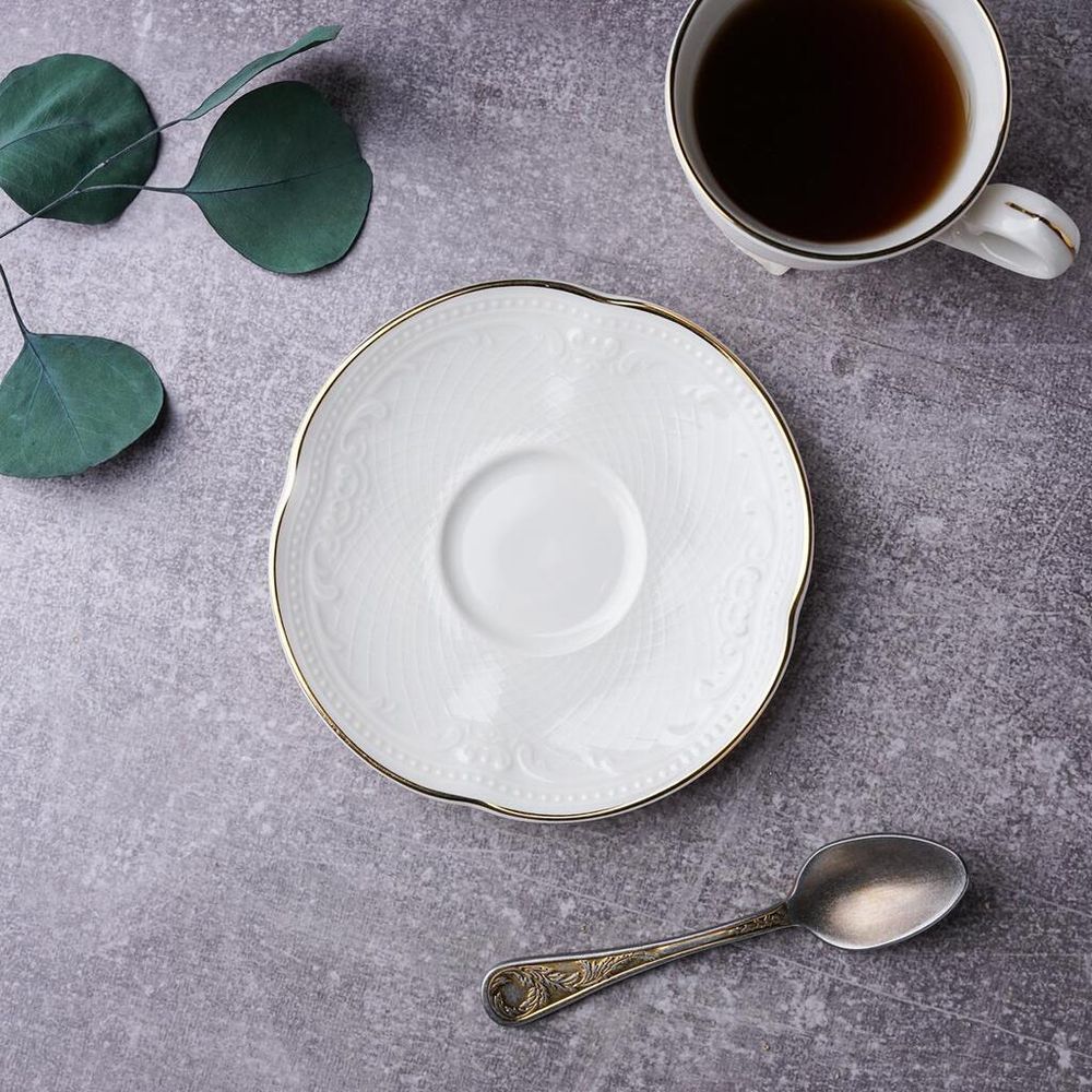 Кофейная пара 100 мл белая d 6,8 см h6 см Gold Aristocrat Noble [6]