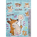 Блокнот А6 56л. клетка "Каваи Корги" обложка с гель наполнением, глиттер, морозостойкий (Центрум)