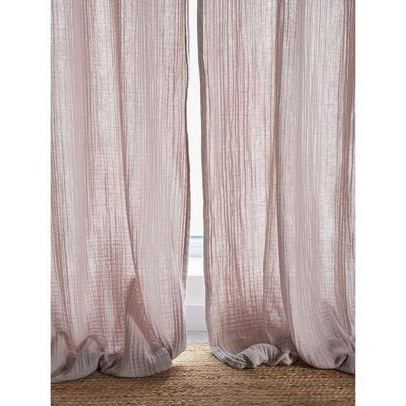 Штора из муслина бежево-серого цвета из коллекции essential, 150х290 см