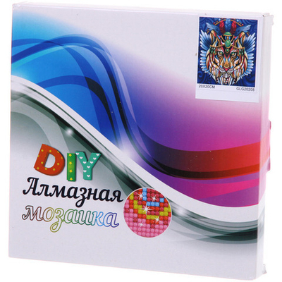 Алмазная мозаика на подрамнике с полным заполнением «МИР ЯРКИХ КРАСОК», радужный лев, 20*20см