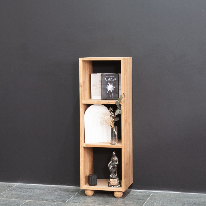 Стеллаж деревянный Эдгар 3 ниши 40х20х110 см / стеллаж модульный дизайнерский из массива дуба на ножках / для книг и игрушек