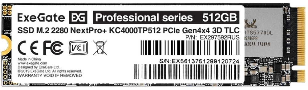 Накопитель SSD M.2 2280 Exegate NextPro+ KC4000TP512 512 ГБ