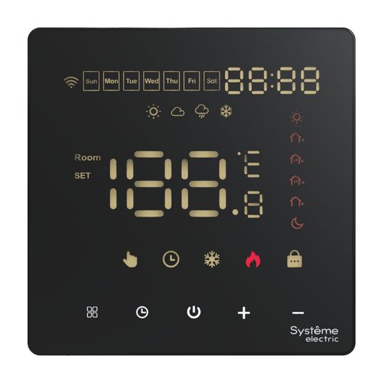 Термостат программируемый ArtGallery 16А с Wi-Fi для электрич. теплого пола моноблочный черн. SE GAL001038