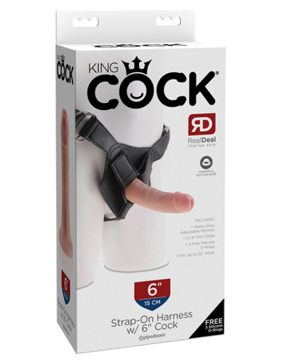 Страпон King Cock Strap on Harness with 6" Cock - Flesh Pipedream 562121PD