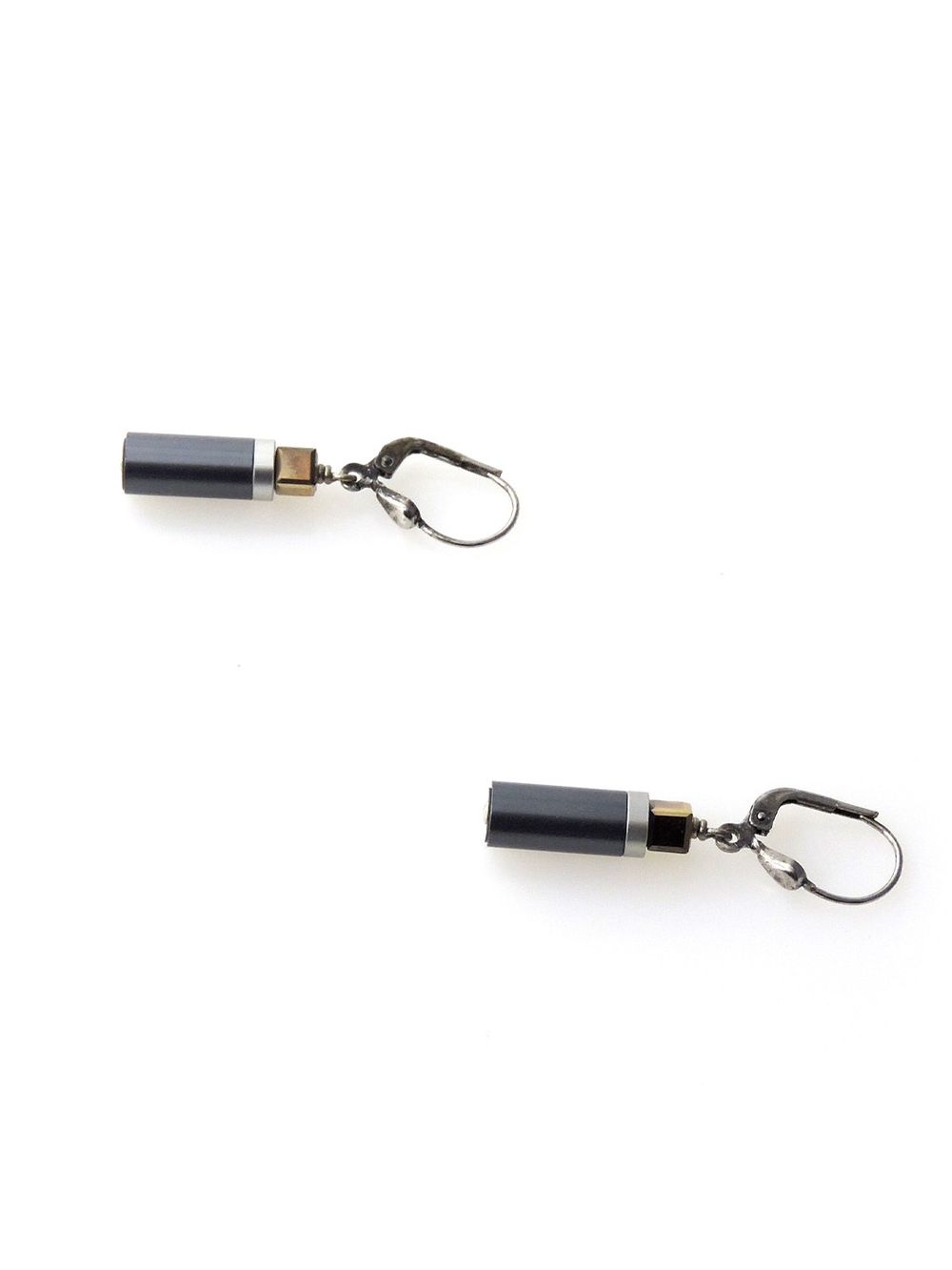 4663 Coeur de Lion серьги серый металлик с золотистыми кристаллами Сваровски.