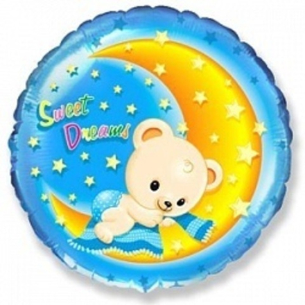 Ф 18'' Круг Сладкие мечты Мишка Голубой
