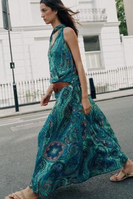 ZARA ЮБКА С ПРИНТОМ И РЕМНЕМ, РАЗНОЦВЕТНЫЙ