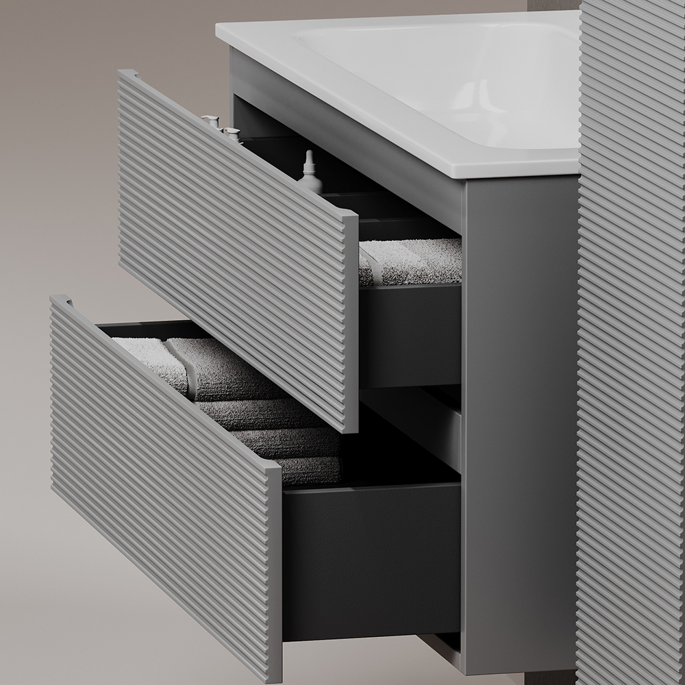 Тумба подвесная под раковину Sancos Folk, Ergraut soft 790х445х500