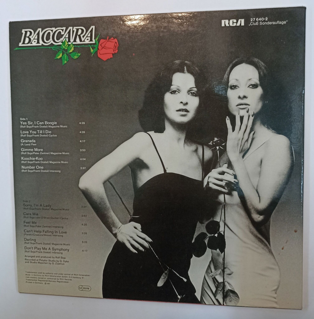 Винтажная виниловая пластинка Baccara Baccara Yes Sir, I Can Boogie (Germany 1977)