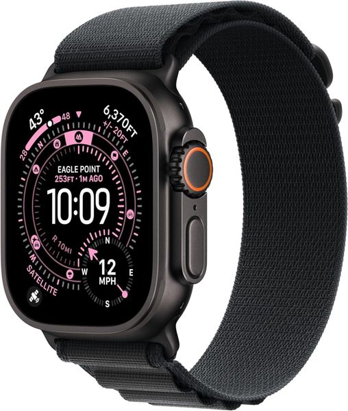 Умные часы Apple Watch Ultra 3 49 мм черный титан, ремешок Alpine черного цвета (S)