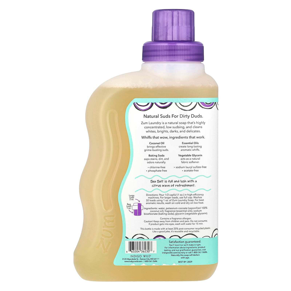 ZUM, Zum Clean, ароматерапевтическое хозяйственное мыло, с морской солью, 0,94 л (32 жидких унции)