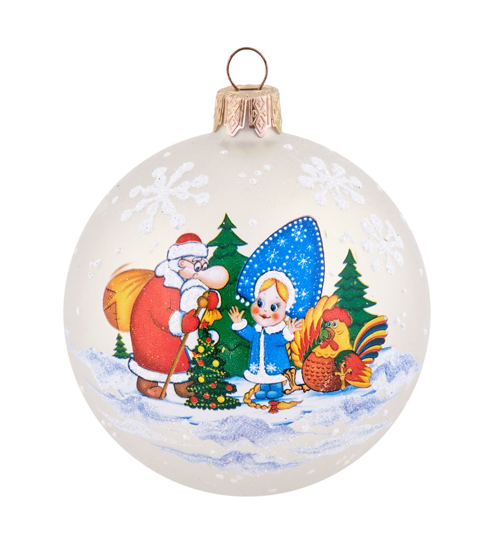 Элита НФШ-1654/2 Ел.украшение Шар «Дед Мороз и Снегурочка» 85 мм