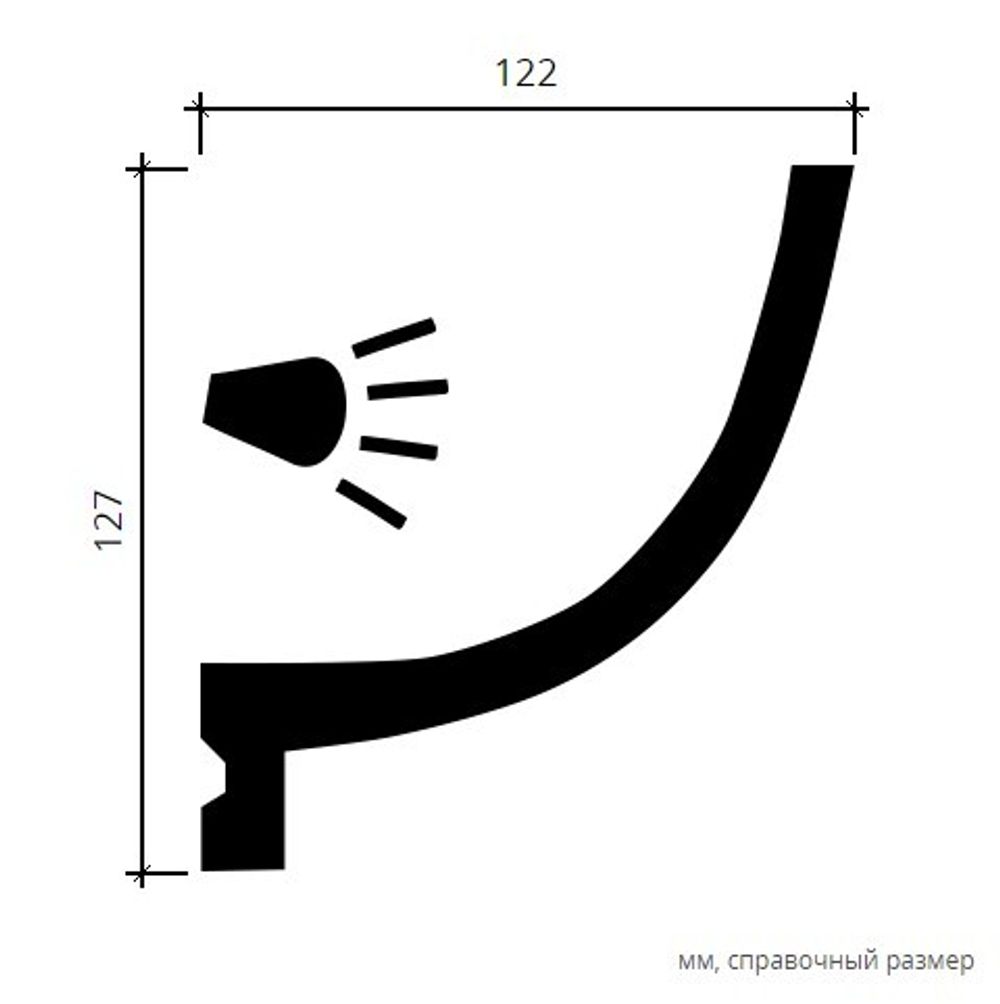 Карниз пенополиуретан, 2000x122x127 мм