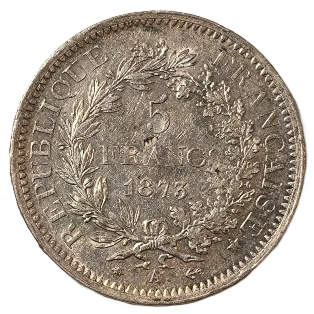Монета Франции 5 франков 1873 год