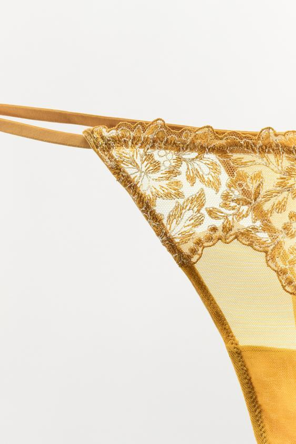 ZARA ТРУСЫ-ТАНГА ИЗ СЕТЧАТОЙ ТКАНИ С КРУЖЕВОМ, ЖЕЛТЫЙ