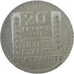 France, 20 Francs 1938 – "Turin" Series, XF