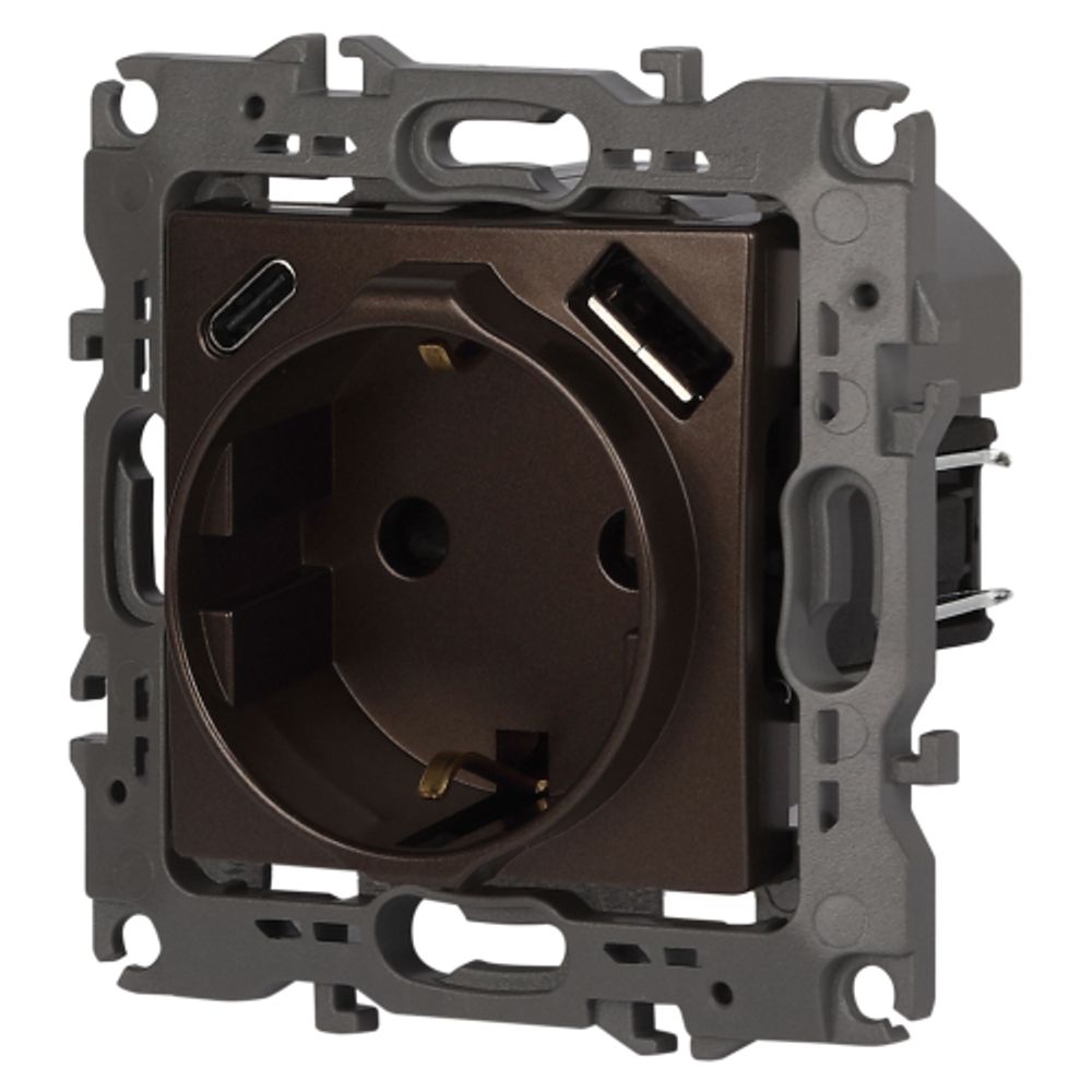 Розетка ЭРА Серия 12 12-4108-13 2P+E 16A-250В со шторками с USB type-A+C 5В-3А бронза