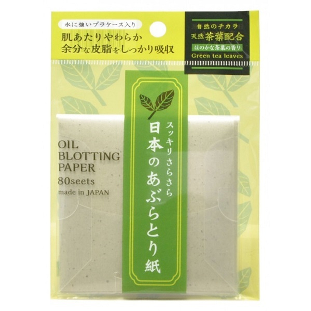 Cалфетки для снятия жирного блеска (с ароматом зеленого чая) Ishihara Oil Off Paper 80шт