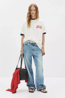 PULL&BEAR Футболка с принтом Nirvana, белый