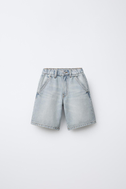 ZARA ДЖИНСОВЫЕ ШОРТЫ-БЕРМУДЫ SLOUCHY, ГОЛУБОЙ