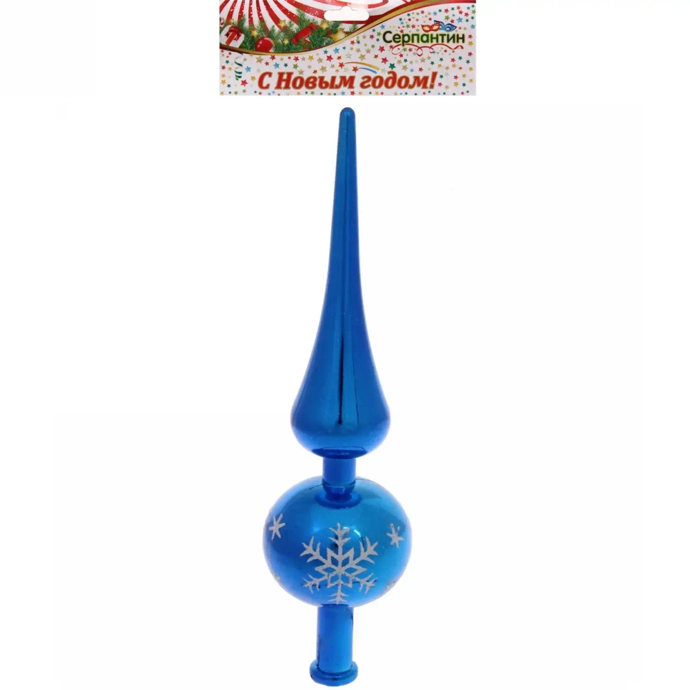 Верхушка на ёлку 23 см «Снежинка», Голубой/белый