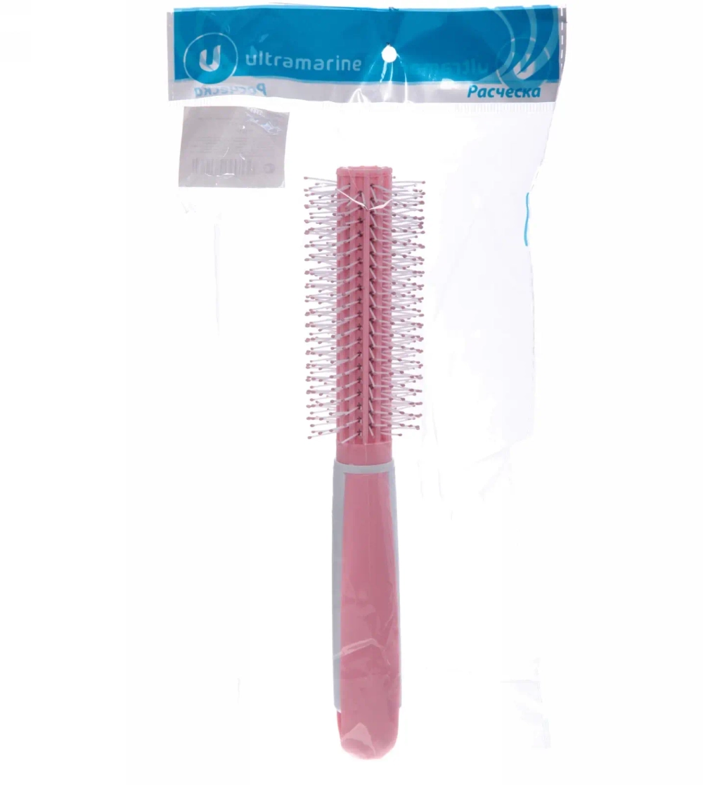 Расческа массажная брашинг «Silk hair», цвет розовый, 22см, d-2см (блистер Ultramarine)