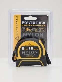 Рулетка строительная с автостопом, 5 м х 19 мм, нейлоновое покрытие, магнитный зацеп