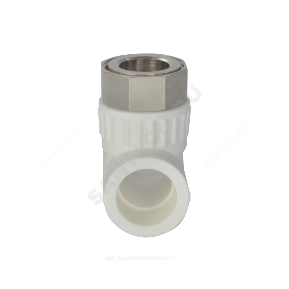 Тройник PP-R комбинированный белый Дн 20х3/4" с накидной гайкой VALFEX 11140120