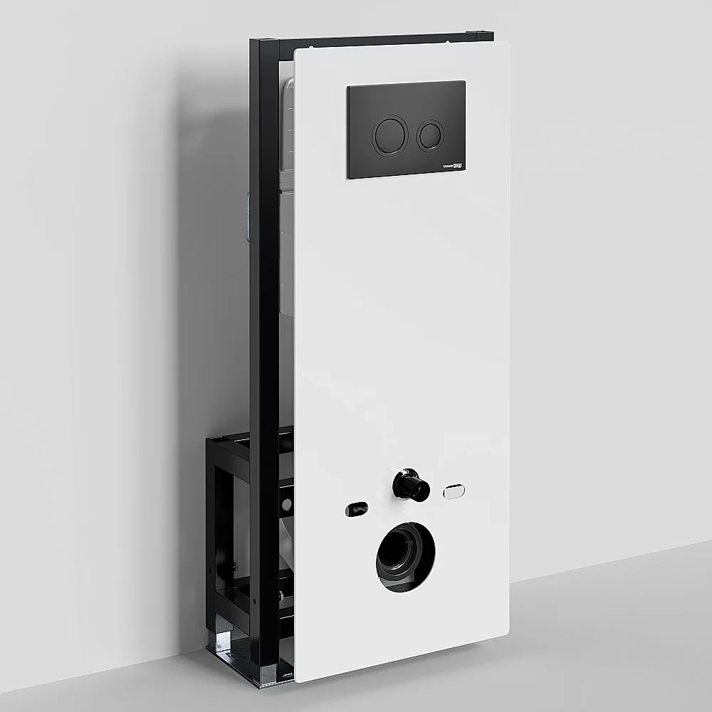 Инсталляция для унитаза WasserKraft Glan 66TLT.010.ME.WH.MB01 с черной матовой кнопкой